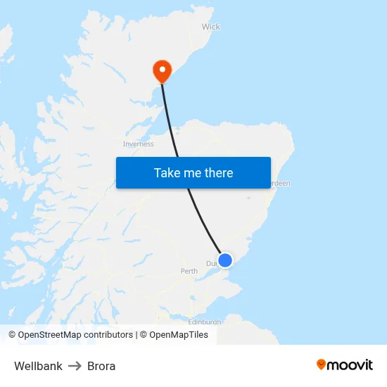 Wellbank to Brora map