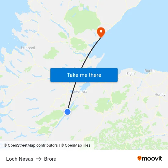 Loch Nesas to Brora map