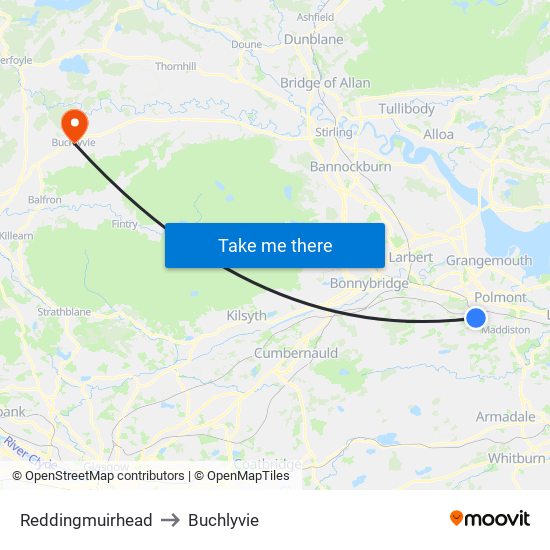 Reddingmuirhead to Buchlyvie map