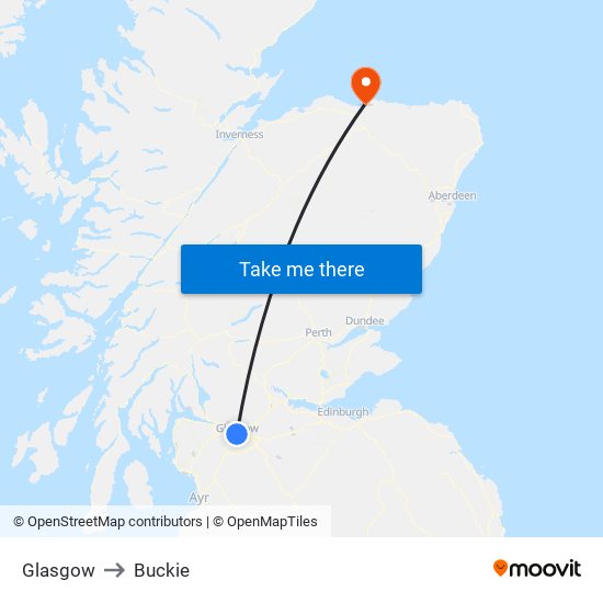 Glasgow to Buckie map