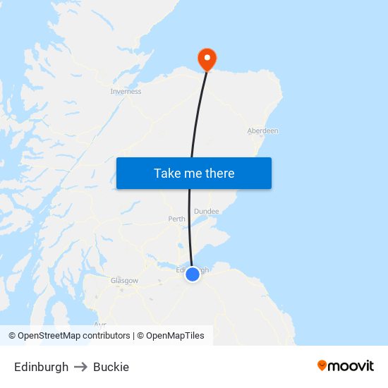 Edinburgh to Buckie map