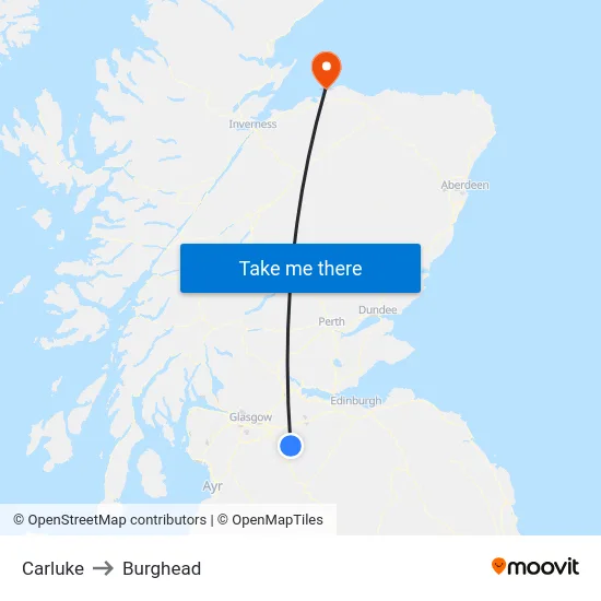 Carluke to Burghead map