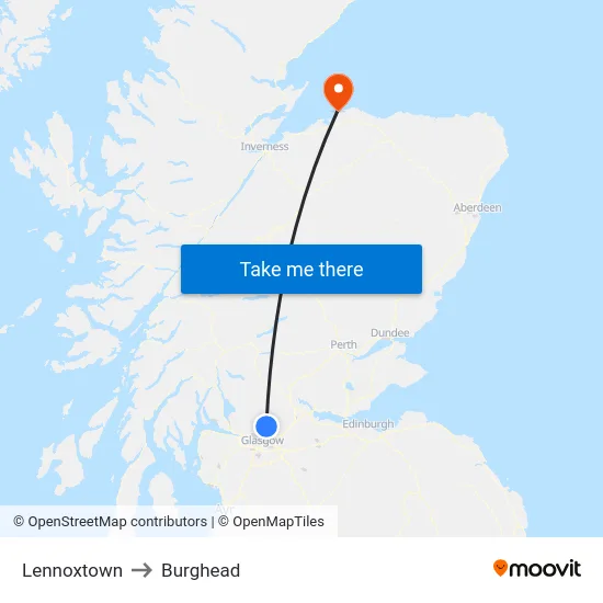 Lennoxtown to Burghead map