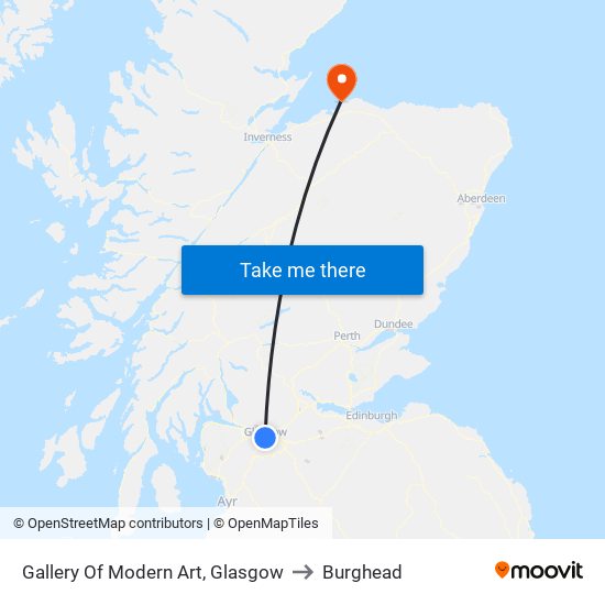 Gallery Of Modern Art, Glasgow to Burghead map