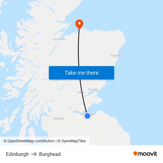 Edinburgh to Burghead map