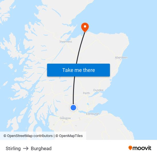 Stirling to Burghead map