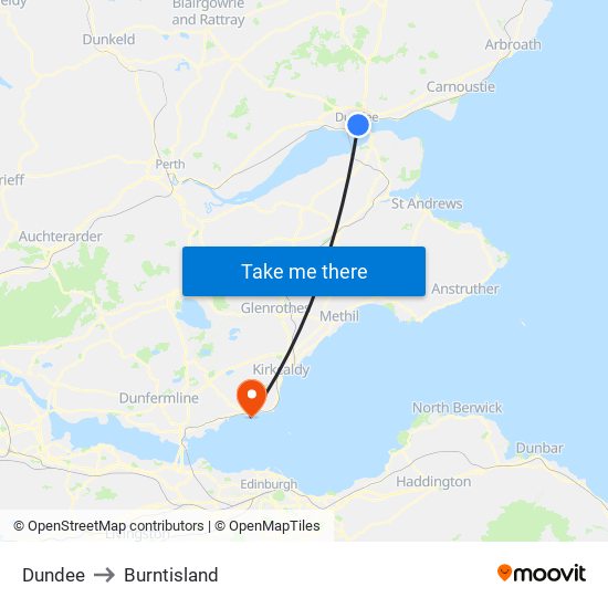 Dundee to Burntisland map