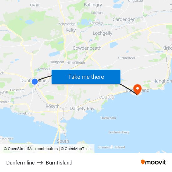 Dunfermline to Burntisland map