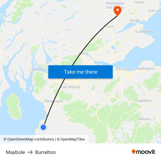 Maybole to Burrelton map