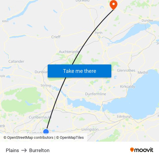 Plains to Burrelton map