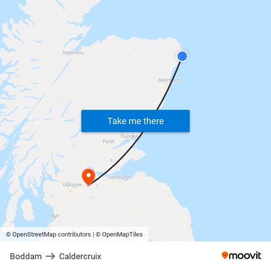 Boddam to Caldercruix map