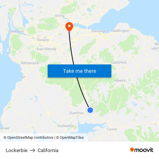 Lockerbie to California map