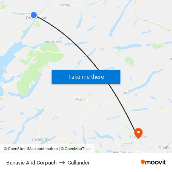 Banavie And Corpach to Callander map