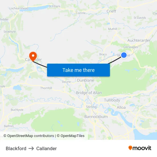 Blackford to Callander map