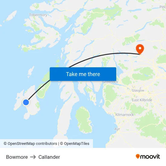 Bowmore to Callander map