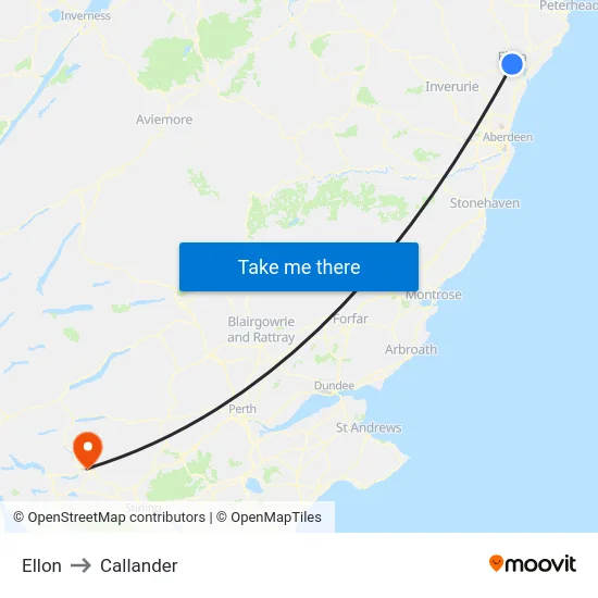 Ellon to Callander map