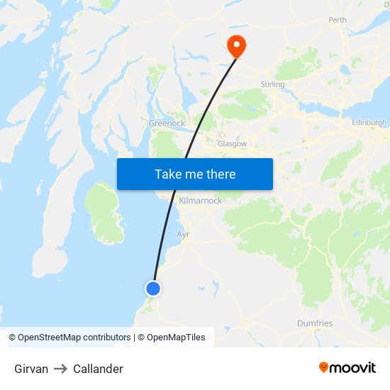 Girvan to Callander map