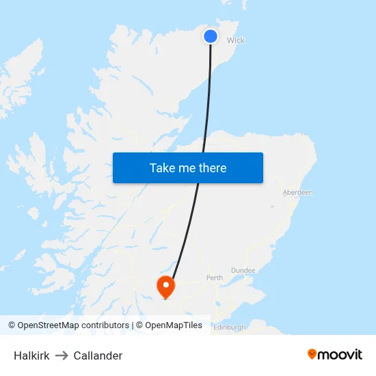 Halkirk to Callander map