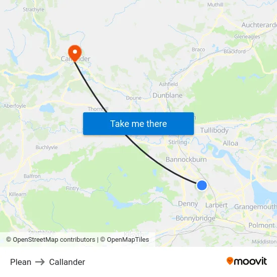 Plean to Callander map