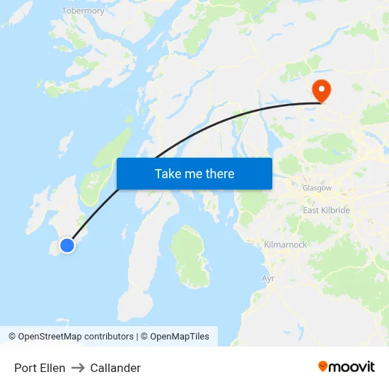 Port Ellen to Callander map