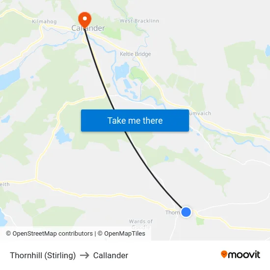 Thornhill (Stirling) to Callander map