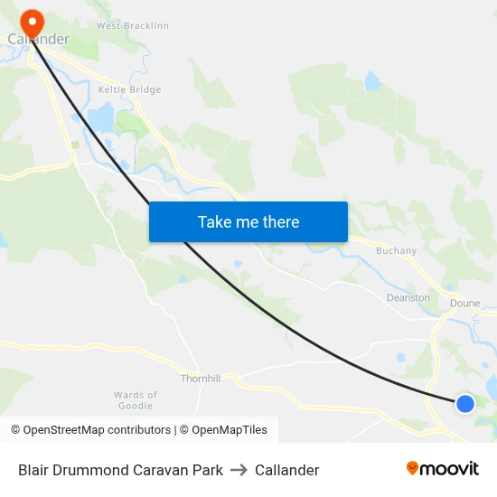 Blair Drummond Caravan Park to Callander map