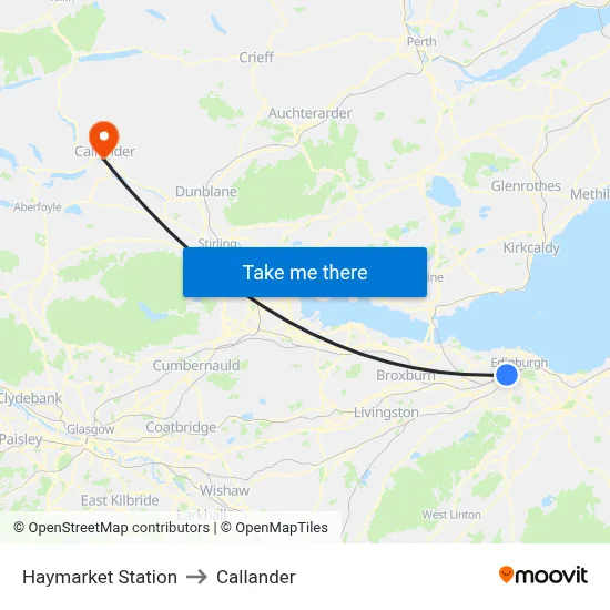 Haymarket Station to Callander map