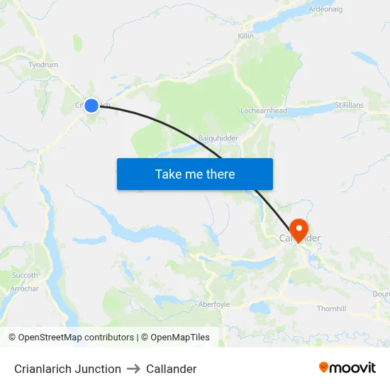 Crianlarich Junction to Callander map