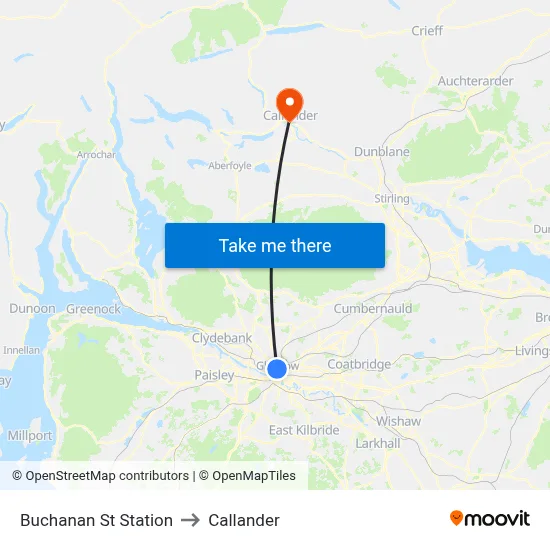 Buchanan St Station to Callander map