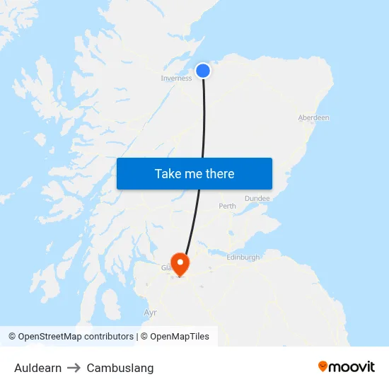 Auldearn to Cambuslang map