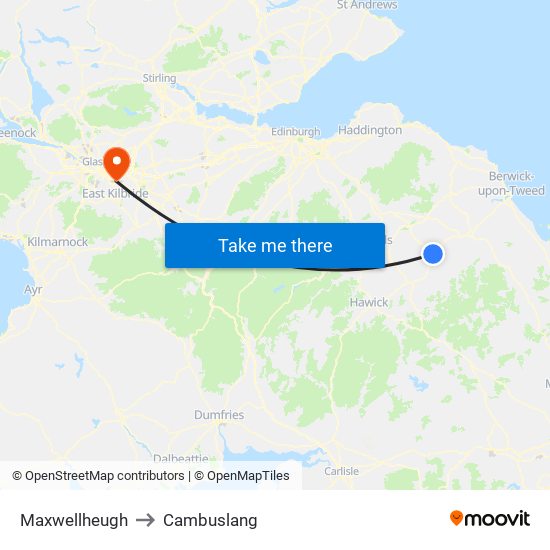 Maxwellheugh to Cambuslang map