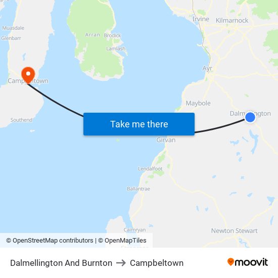 Dalmellington And Burnton to Campbeltown map