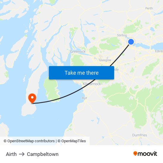 Airth to Campbeltown map