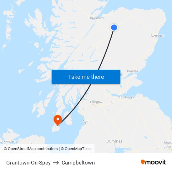 Grantown-On-Spey to Campbeltown map