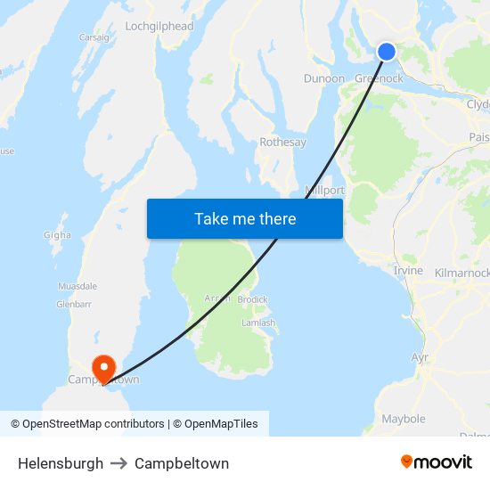 Helensburgh to Campbeltown map