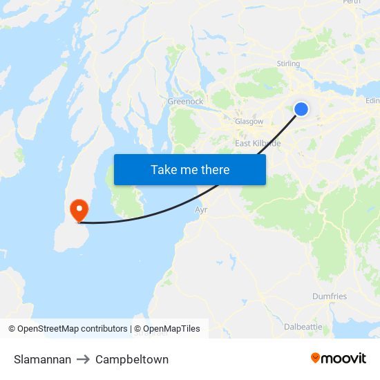 Slamannan to Campbeltown map