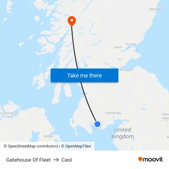 Gatehouse Of Fleet to Caol map