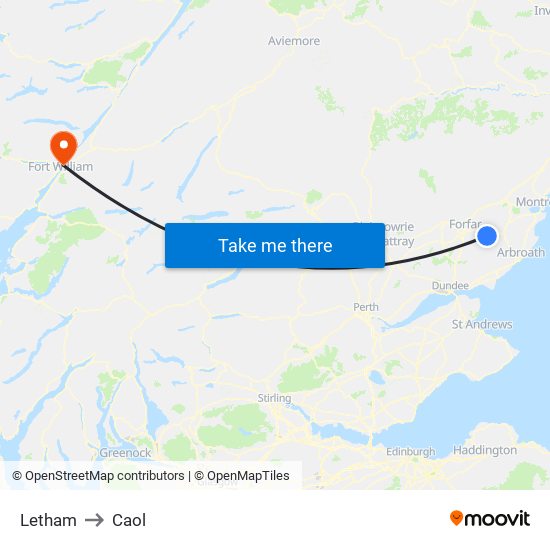 Letham to Caol map