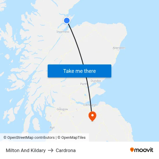 Milton And Kildary to Cardrona map