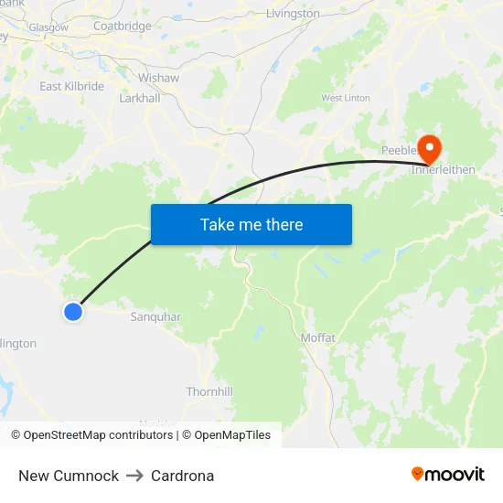 New Cumnock to Cardrona map