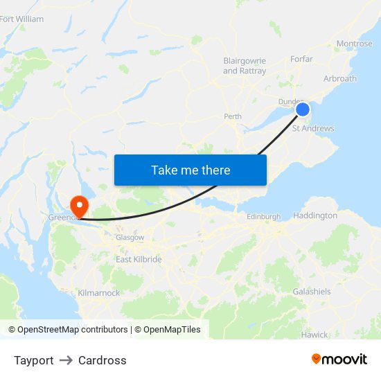 Tayport to Cardross map