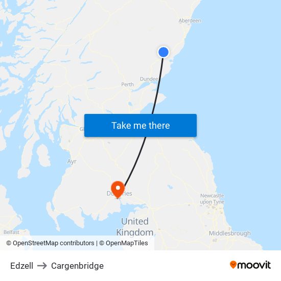 Edzell to Cargenbridge map