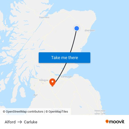 Alford to Carluke map