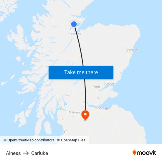 Alness to Carluke map