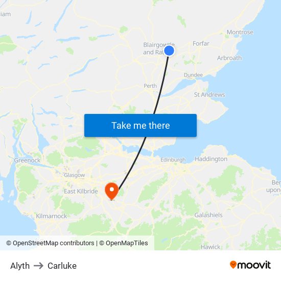 Alyth to Carluke map