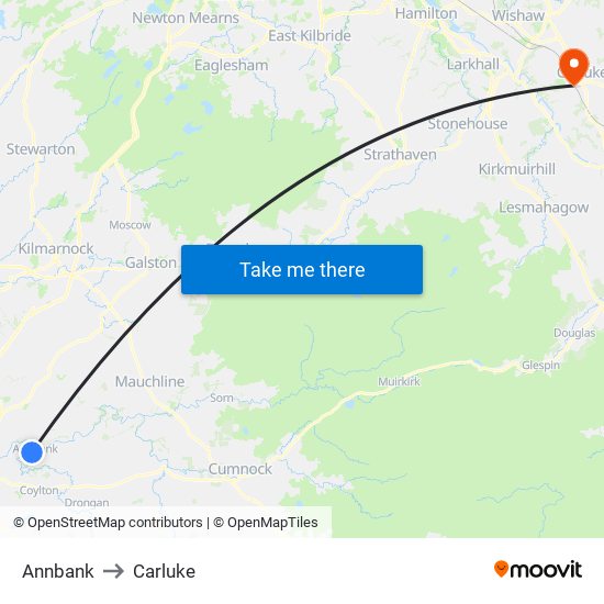 Annbank to Carluke map