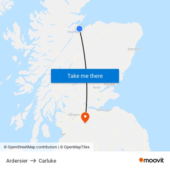 Ardersier to Carluke map