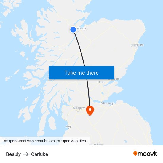 Beauly to Carluke map