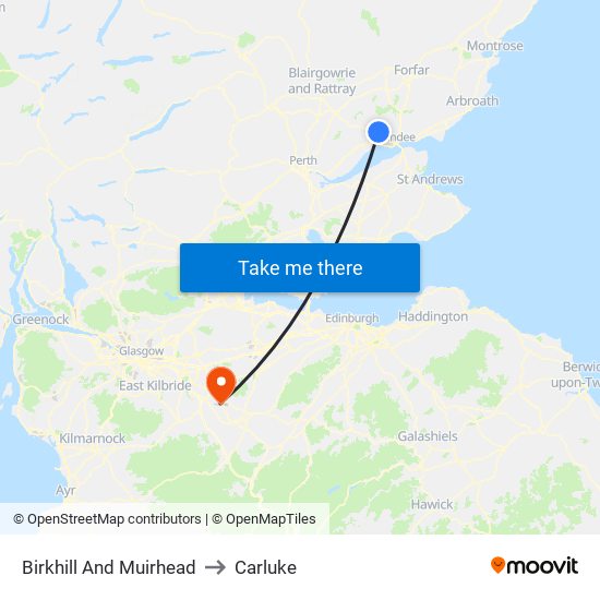 Birkhill And Muirhead to Carluke map