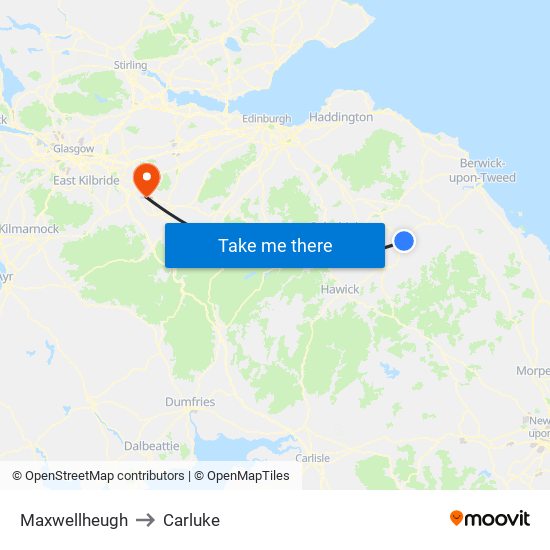 Maxwellheugh to Carluke map